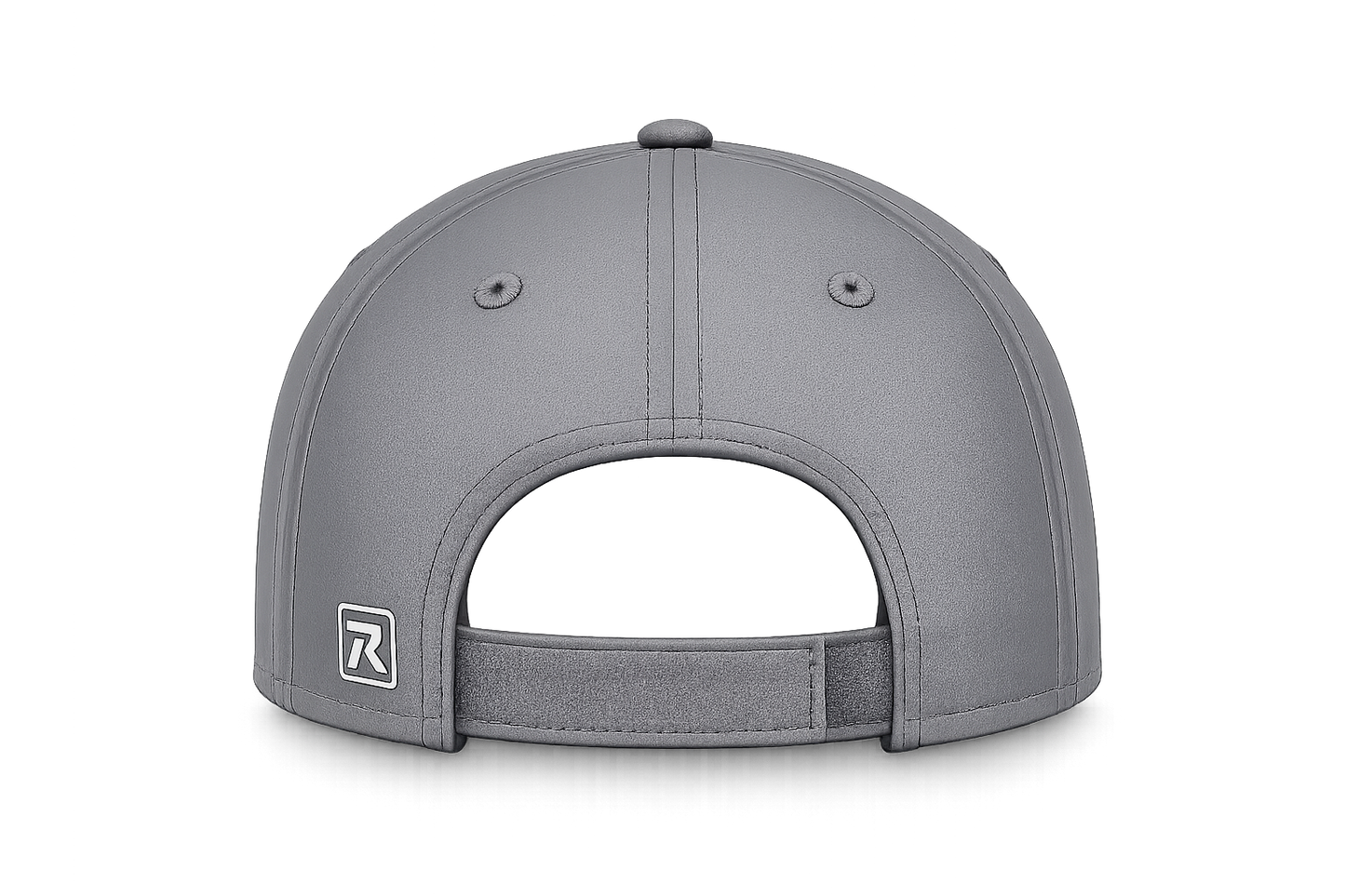 Rear view of the charcoal FLOWAV Richardson R225 Performance Hat with adjustable hook-and-loop closure.