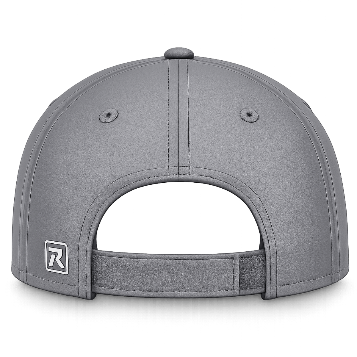 Rear view of the charcoal FLOWAV Richardson R225 Performance Hat with adjustable hook-and-loop closure.