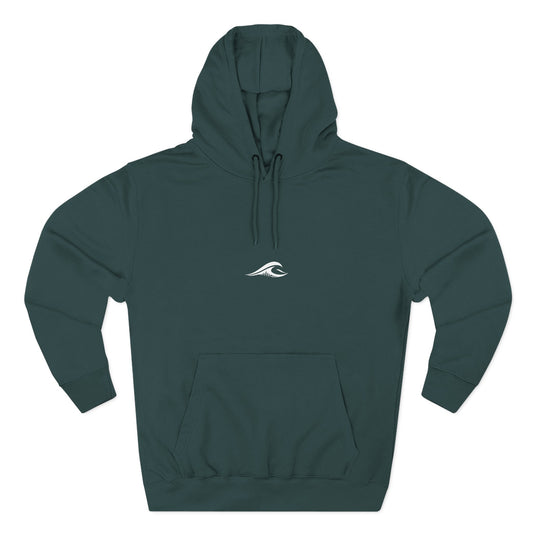 FLOWAV Signature Wave Hoodie in sports green laid flat showing the front wave logo