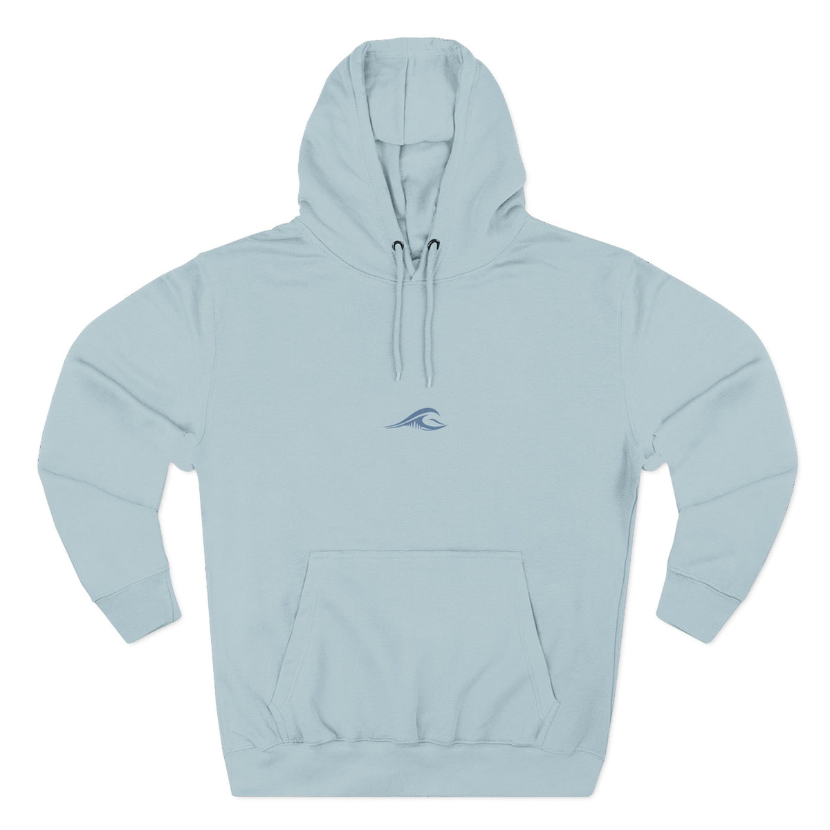FLOWAV Signature Wave Hoodie in blue mistlaid flat showing the front wave logo