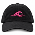 FLOWAV Pink Edition Richardson R55 classic cap in black showing the front pink embroidered wave