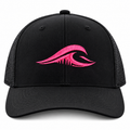 FLOWAV Pink Edition Richardson R112 Trucker Hat showing the front with a pink embroidered wave