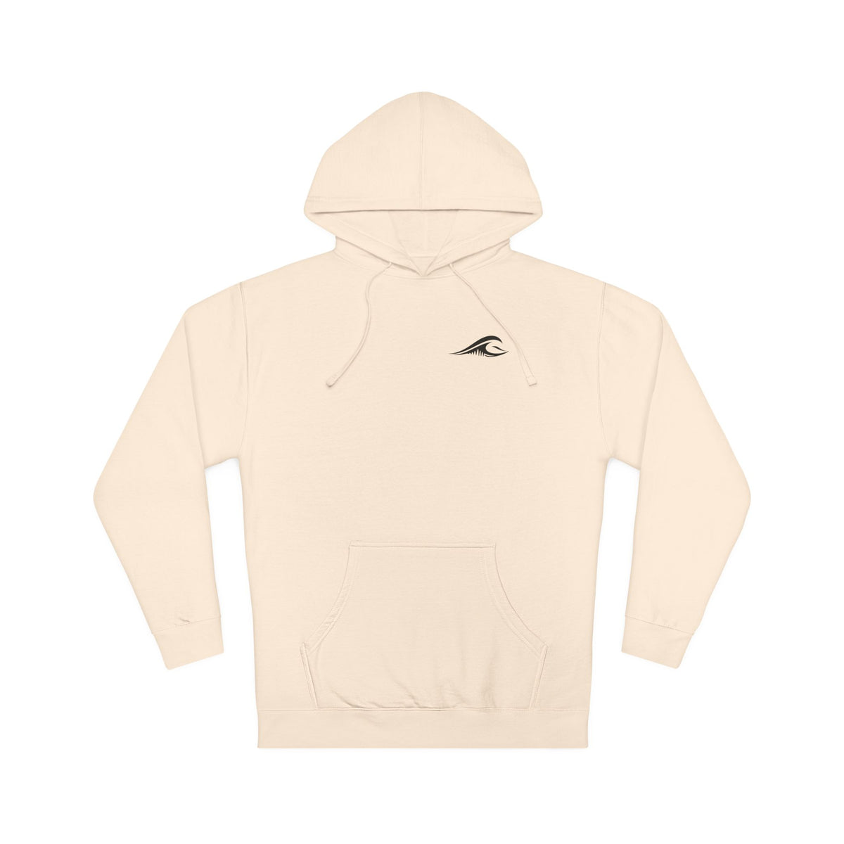 FLOWAV Coastal Graphic hooded sweatshirt in bone laid flat showing the FLOWAV wave logo on the left chest