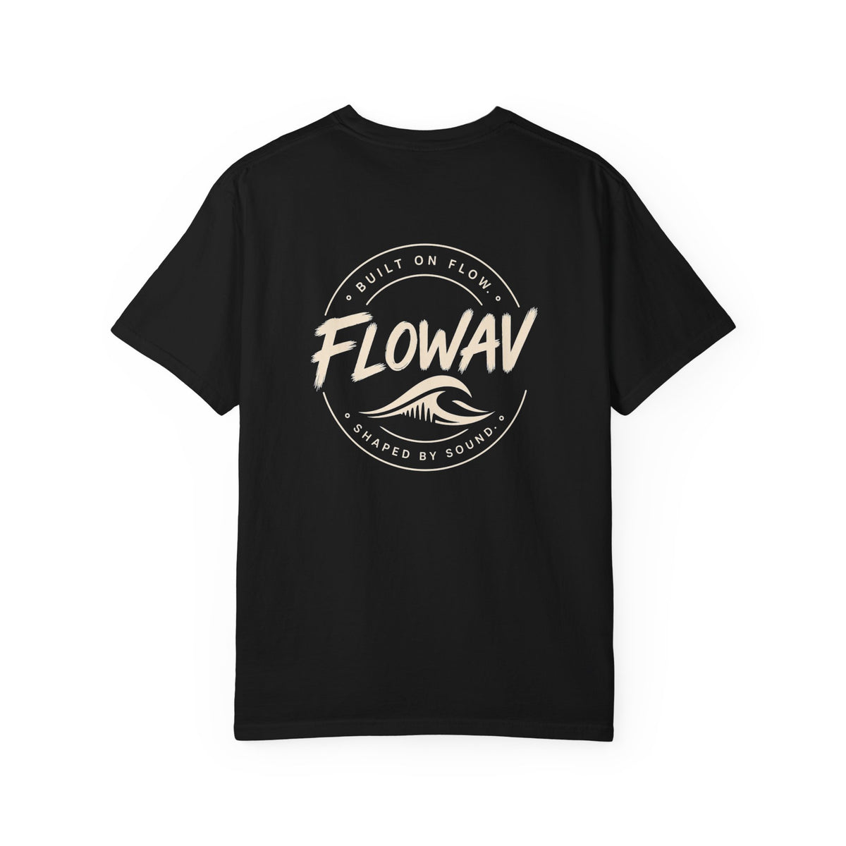 FLOWAV Coastal Graphic Tee back in Black - surf and music inspired back graphic t-shirt