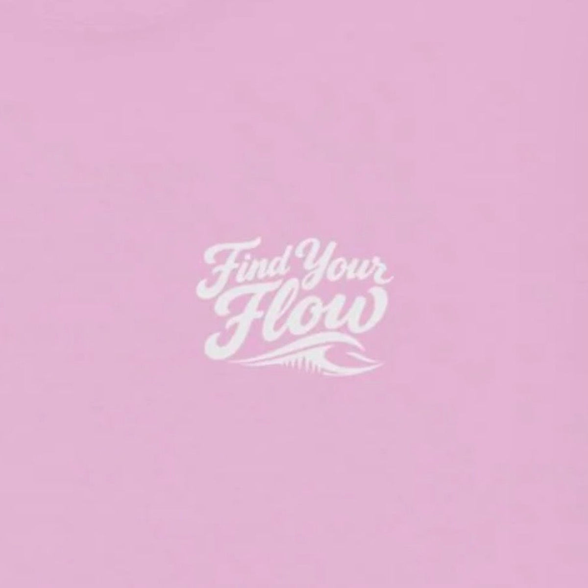 Closeup up the FLOWAV Find Your Flow crewneck sweatshirt in light pink featuring find your flow with a wave logo below it.