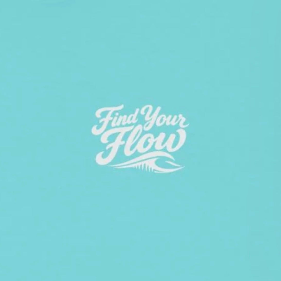 Closeup up the FLOWAV Find Your Flow crewneck sweatshirt in mint featuring find your flow with a wave logo below it.