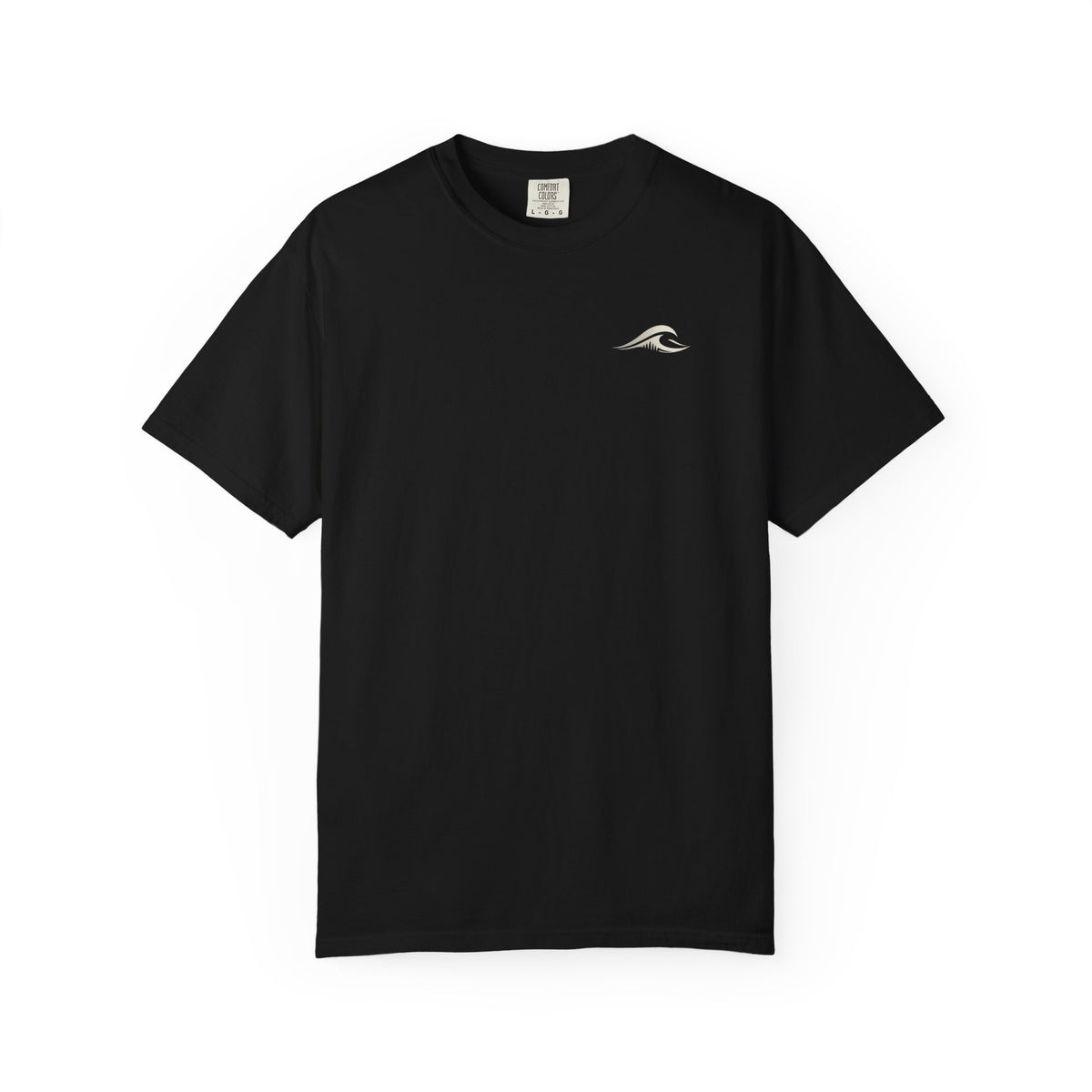 FLOWAV Midnight Edition Graphic Tee in Black showing the front FLOWAV wave logo