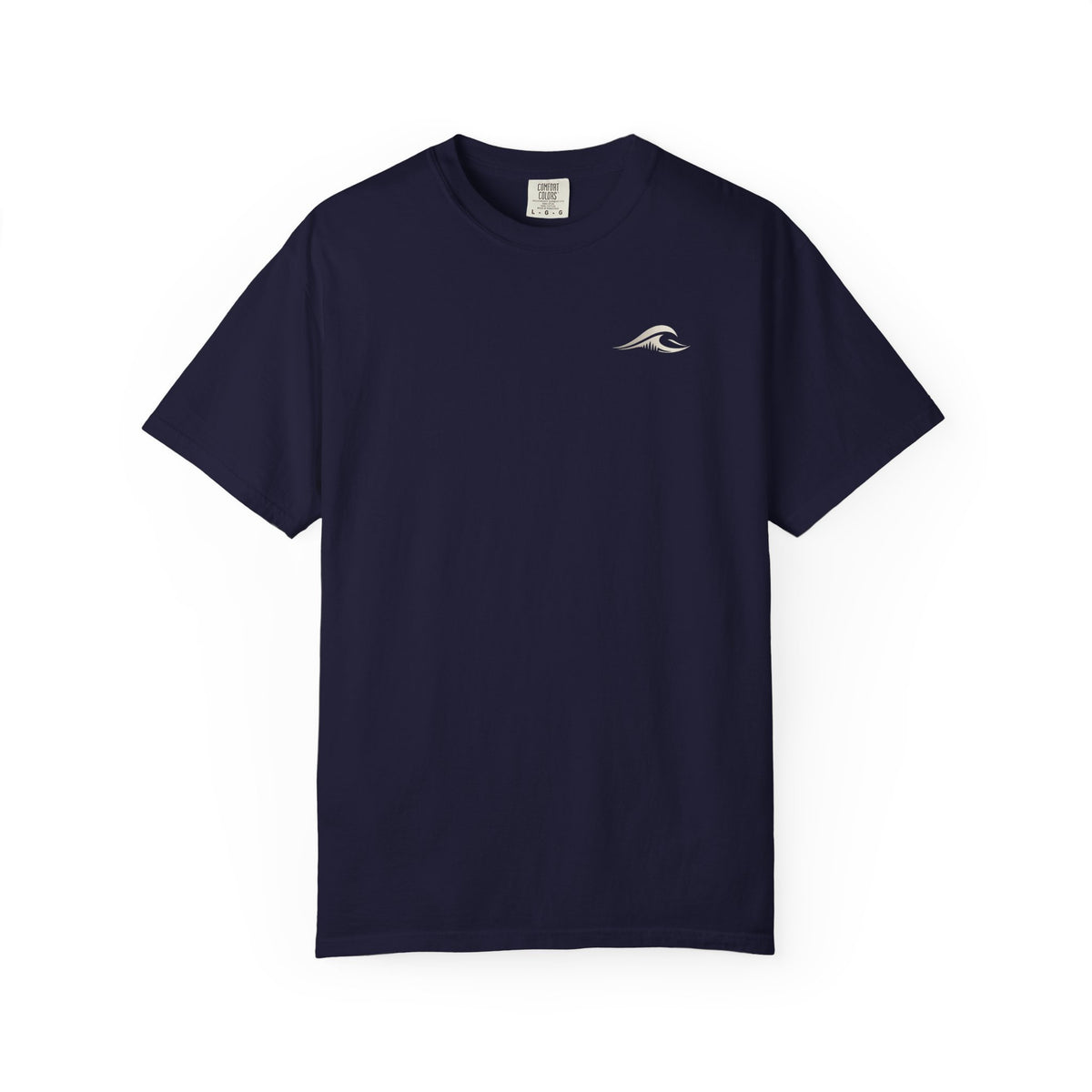 FLOWAV Midnight Edition Graphic Tee in True Navy showing the front FLOWAV wave graphic on the chest.