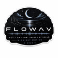 4 inch premium vinyl sticker featuring a moon over a lake or ocean with pine trees, mountains and a soundwave graphic on a white background. Midnight Edition 2026