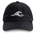 FLOWAV Richardson R55 classic baseball hat in black with cream embroidered wave logo, front view