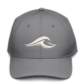 Front view of the charcoal FLOWAV Richardson R225 Coastal Performance Hat with embroidered cream wave logo