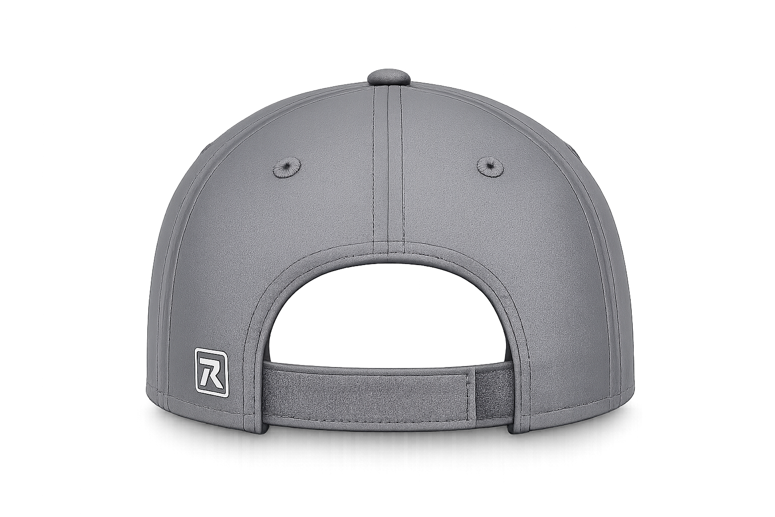 Rear view of the charcoal FLOWAV Richardson R225 Performance Hat with adjustable hook-and-loop closure.